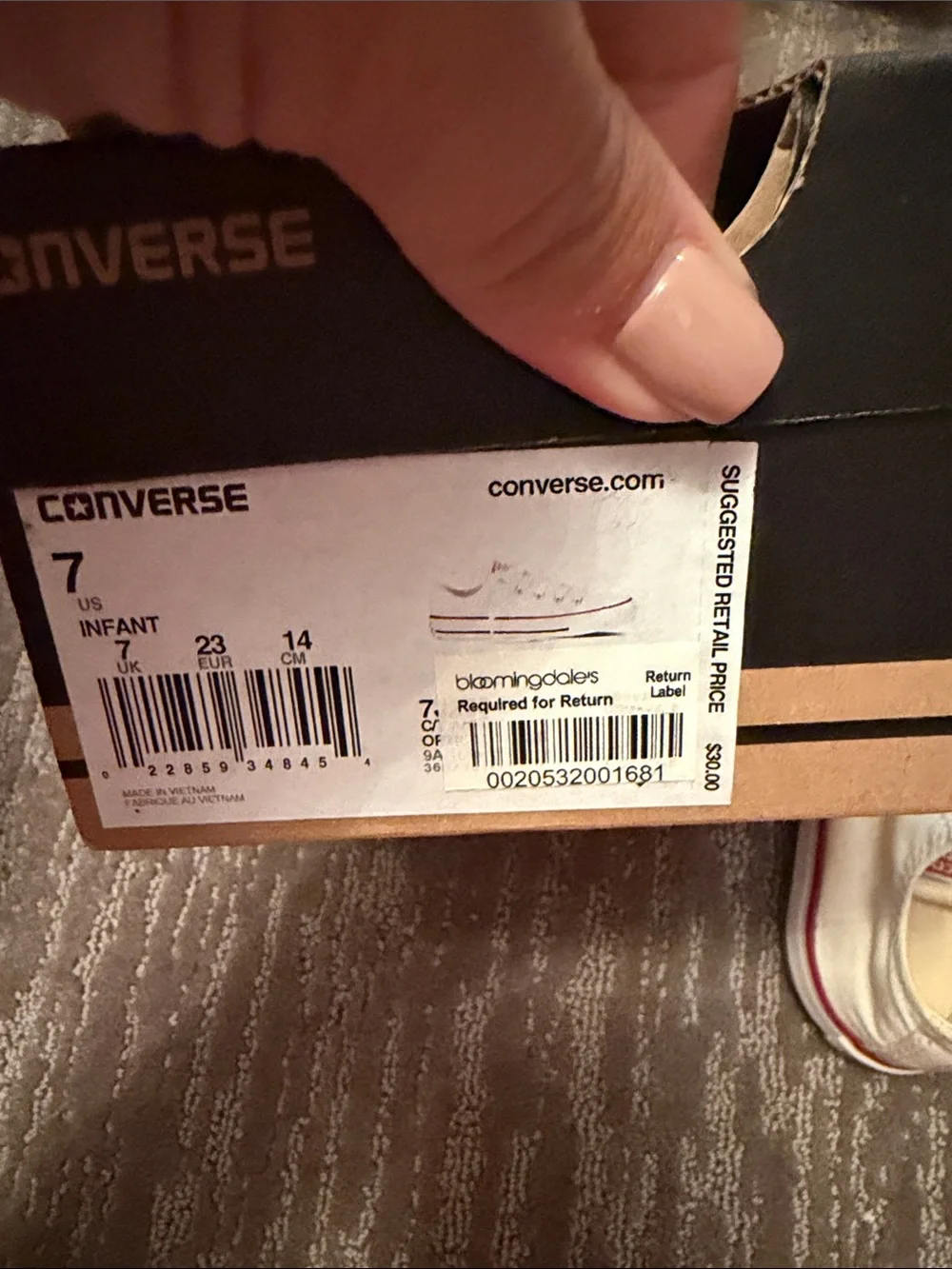 Converse White Canvas Kids Sneakers with Red Stripe